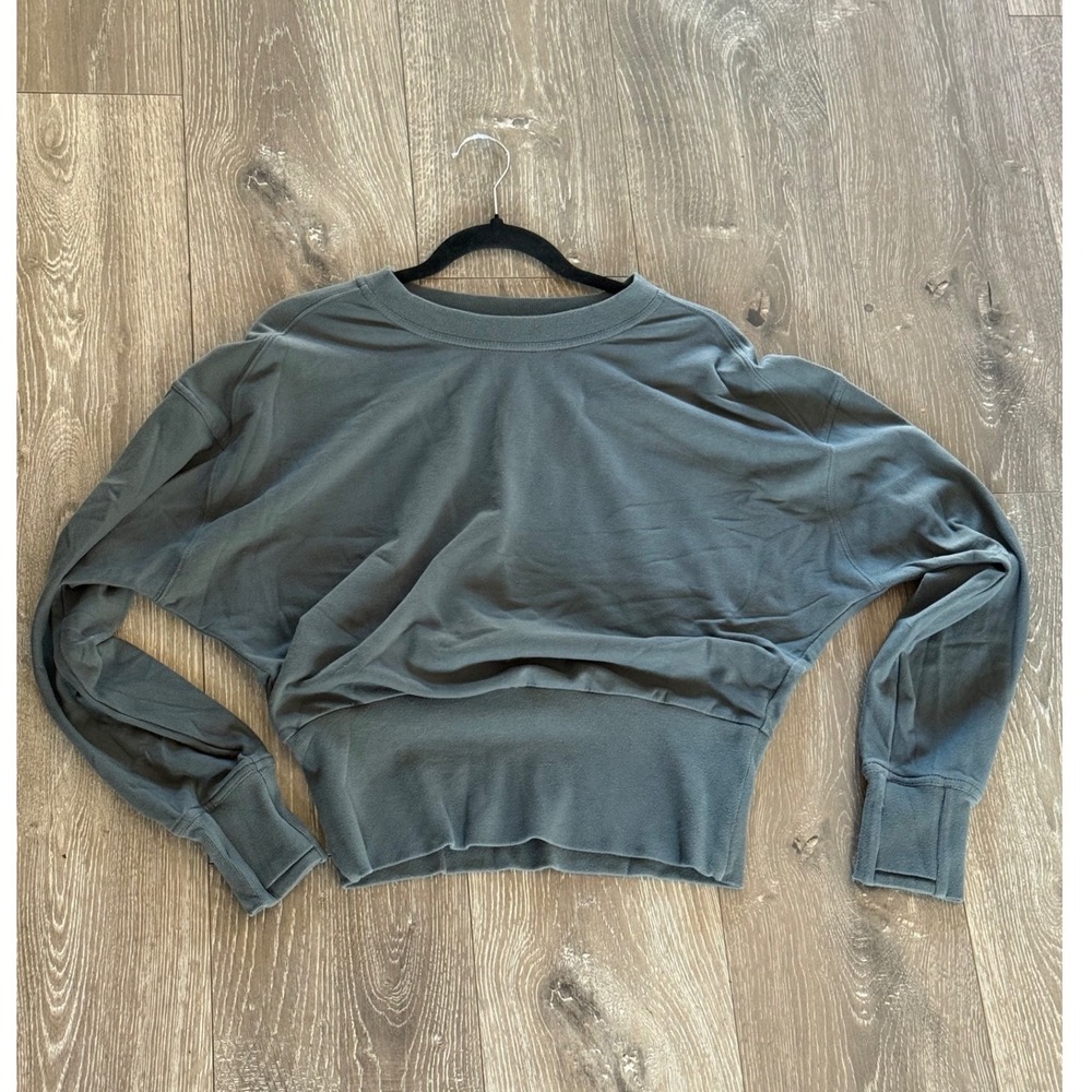 Athleta Forever Fleece Sweatshirt Sage Green Dolman Sleeve Pullover Small